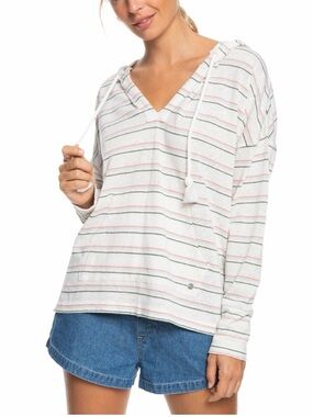 💎 Roxy Paddle Out Stripe Hoodie White Size L